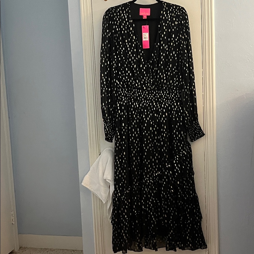 Lilly Pulitzer Black Dress with Gold Accents